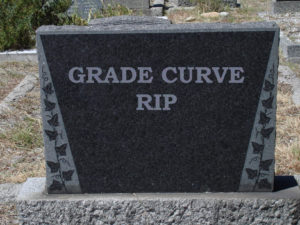 Tombstone inscribed, Grade Curve RIP